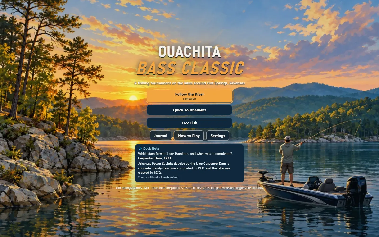 A 3D view of a lake near Hot Springs in Ouachita Bass Classic